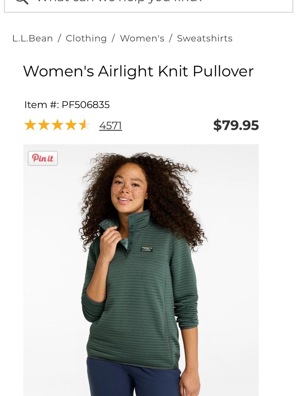 L.L. Bean Women's Airlight Knit Pullover - GREY